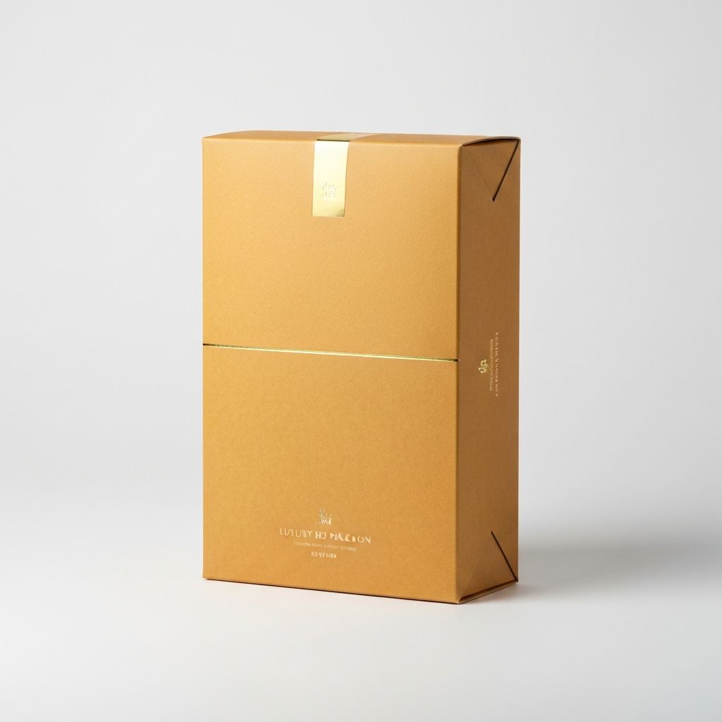 Premium Versandbox mit goldener Kante und edlem Finish in warmer Kraftoptik